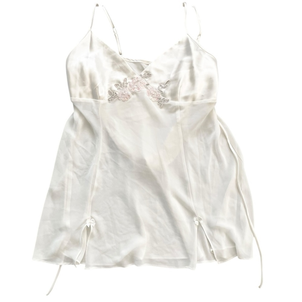 Vintage Secret Treasures Ivory Fairycore Floral Chemise Gown Lingerie Y2K 90s XL